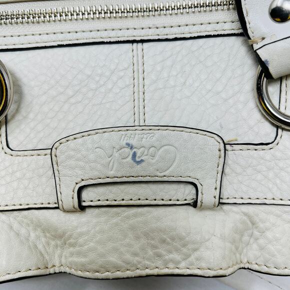 Coach Soft Pebble Leather Satchel Bag Handbag Purse Ivory Gold - Picture 6 of 8